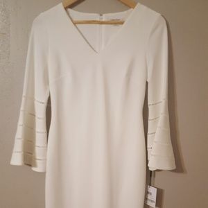 NWT Calvin Klein white cocktail length dress